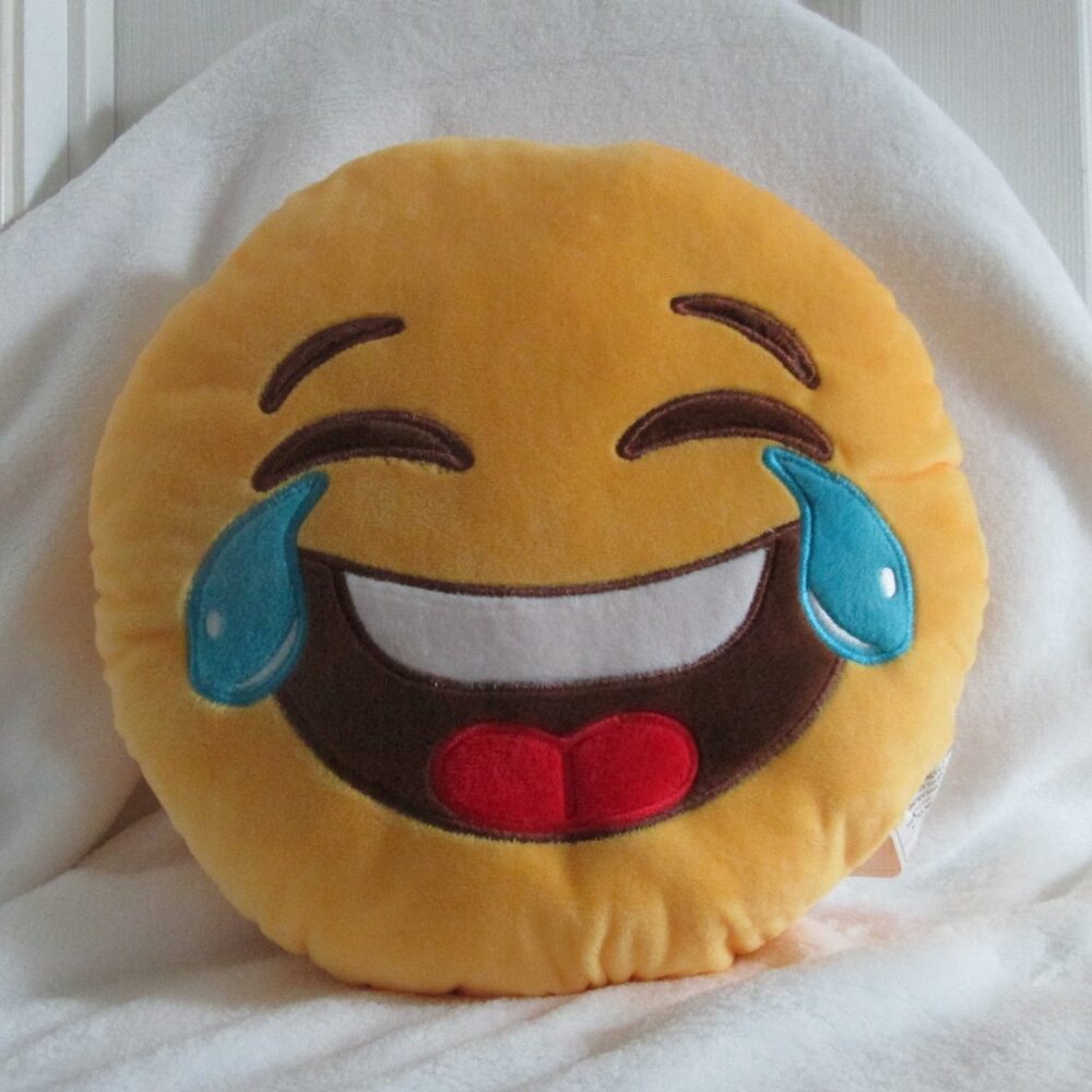 Vintage 90's Emoji "Tears of Joy & Laughter" Soft Posh Pillow w/Laughter Sound